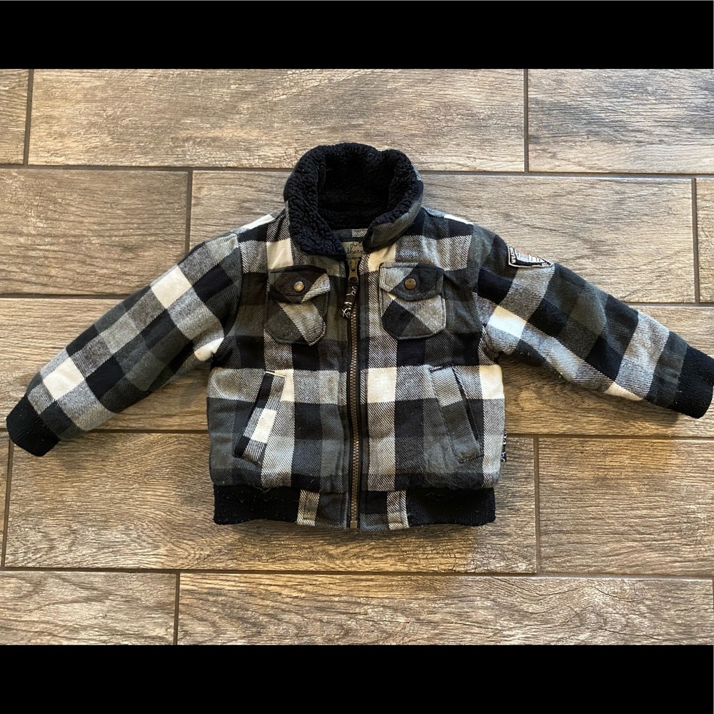 Black and White Buffalo Plaid Fleece Jacket